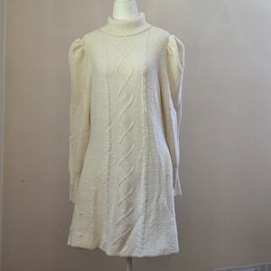 Vylette Women's XXL White Cable Knit Sweater Dress